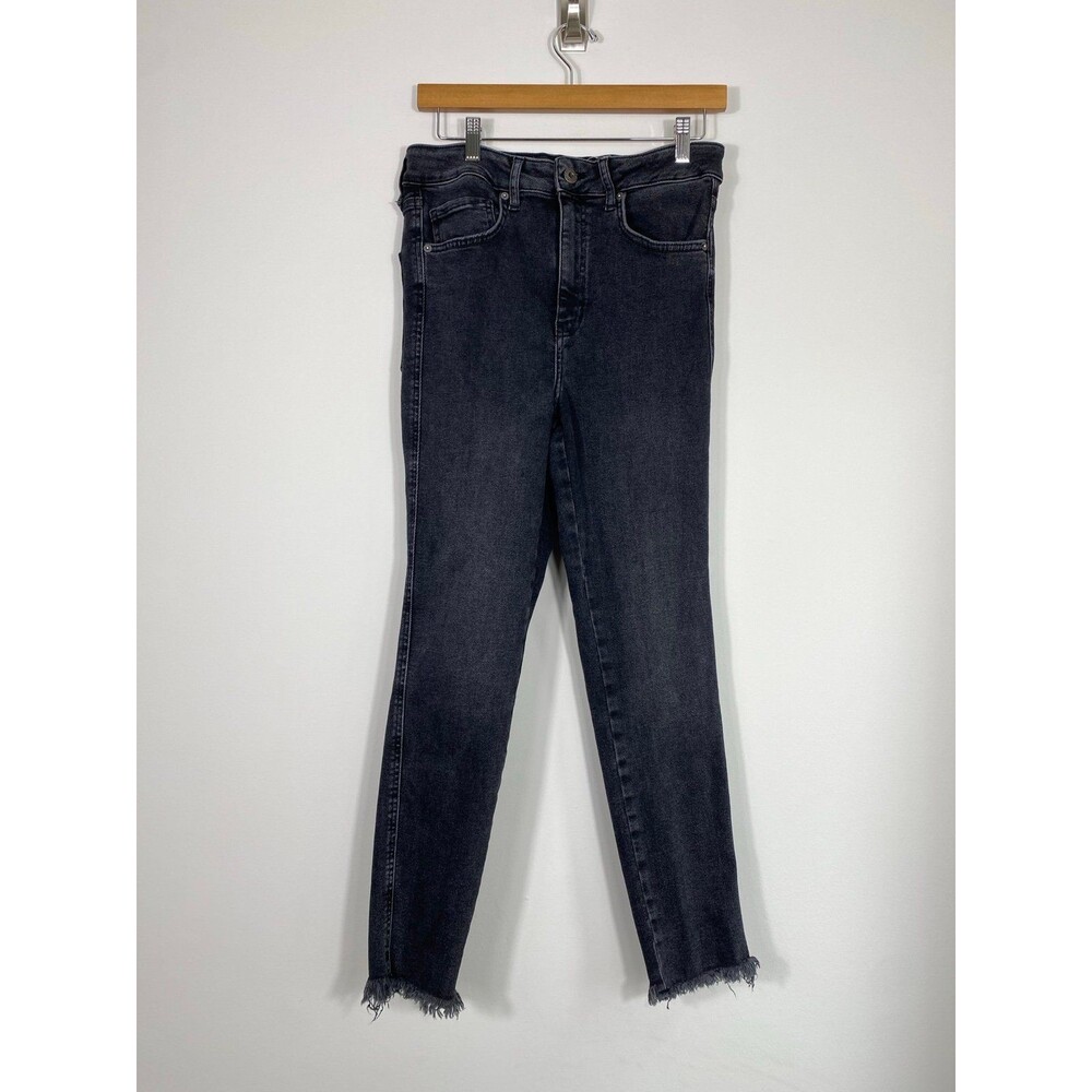 We The Free Edgy High Rise Black Skinny Jeans Raw Hem Size 30